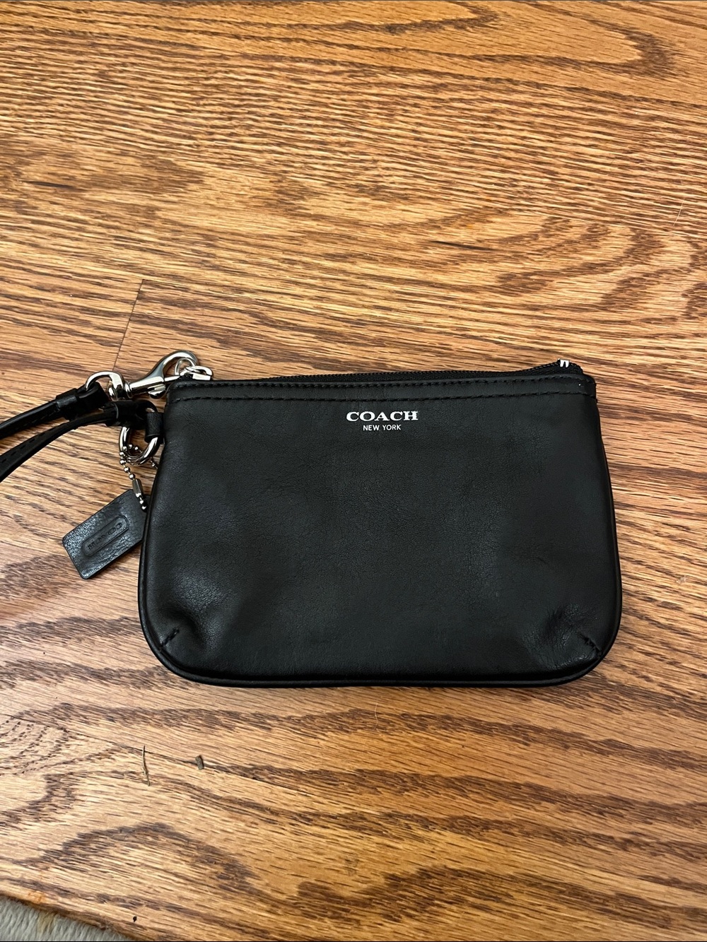 Vintage coach black leather wristlet with Coa